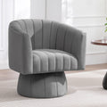 Swivel Accent Barrel Chair, Cute Comfy Small Round 360° Arm Chair. Velvet Sofa Club Reading Chair for Office Living Room Bedroom Grey