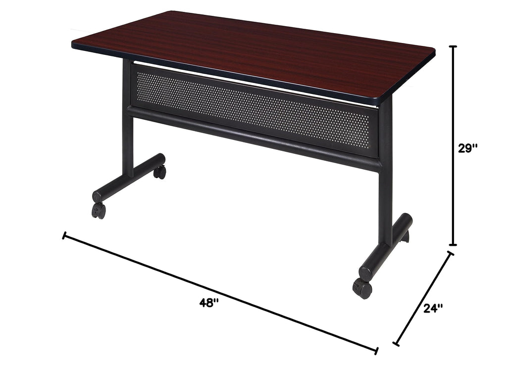 Kobe 48" Flip Top Mobile Training Table with Modesty- Mahogany