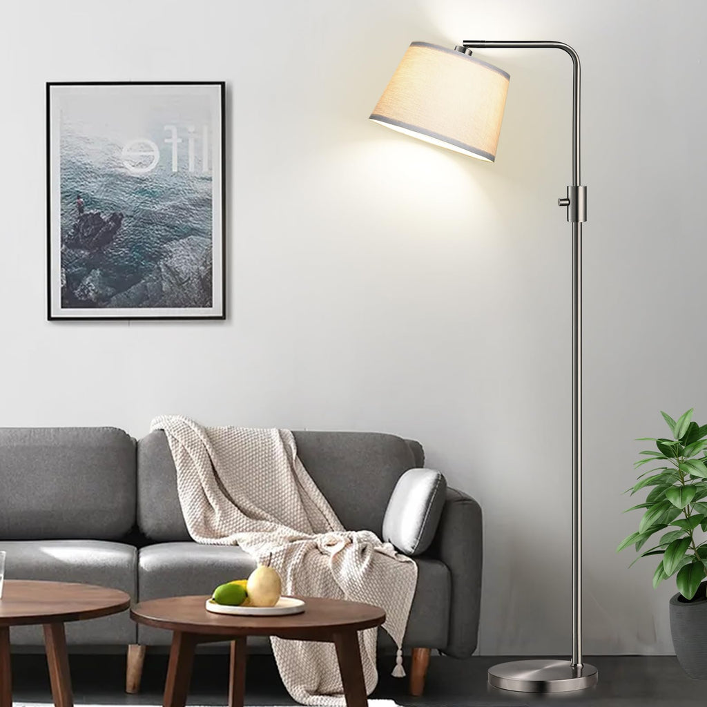 Floor Lamp, 1000 Lumens LED Edison Bulb Included, Brushed Nickel Arc Floor Lamps for Living Room Modern Standing Lamp Tall Lamps for Living Room Bedroom