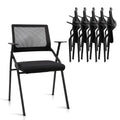 Black (6 pk) Stackable & Foldable Office Chairs with Ergonomic Lumbar Support and Thickened Seat Cushion, Folding Mesh Fabric Reception Guest Chair for School Church Conference Waiting Room