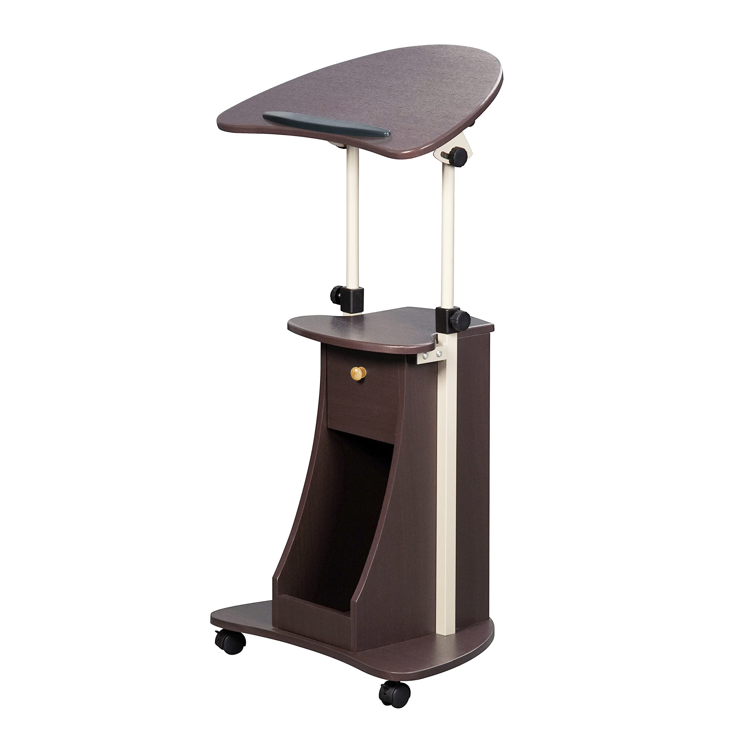 Sit-to-Stand Rolling Adjustable Storage Medical Laptop Computer Cart, Chocolate, B005