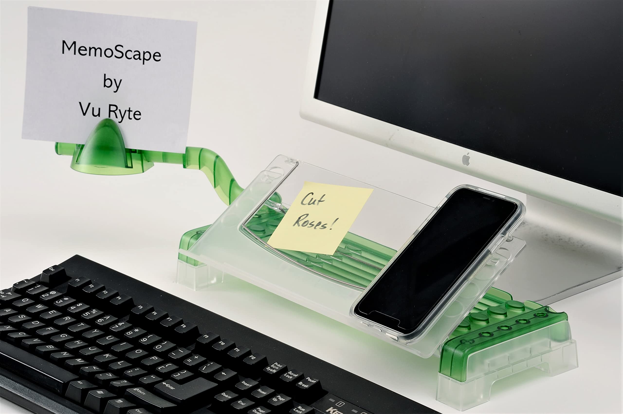 Adjustable in-Line Document Holder for Typing | Reduces Neck Strain, Improves Focus, Boosts Desk Organization, and Workflow | Paper Holder Stand for Desk and Home Office - Green