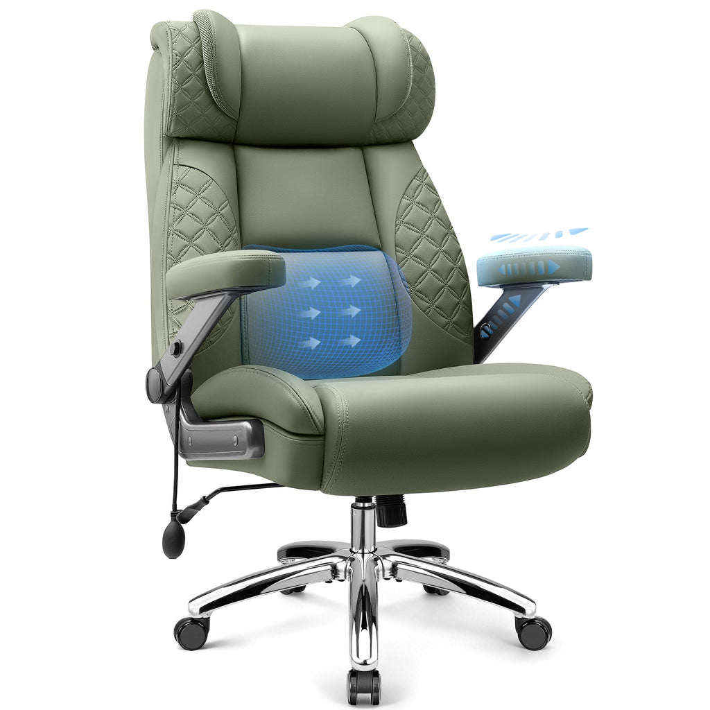 Big and Tall Office Chair, Desk Computer Chair for Heavy People, Oversized Executive Gaming Chair, Extra Wide 500LBS Ergonomic Comfy Office Chair with Adjustable Lumbar Support & 5D Flip Arms