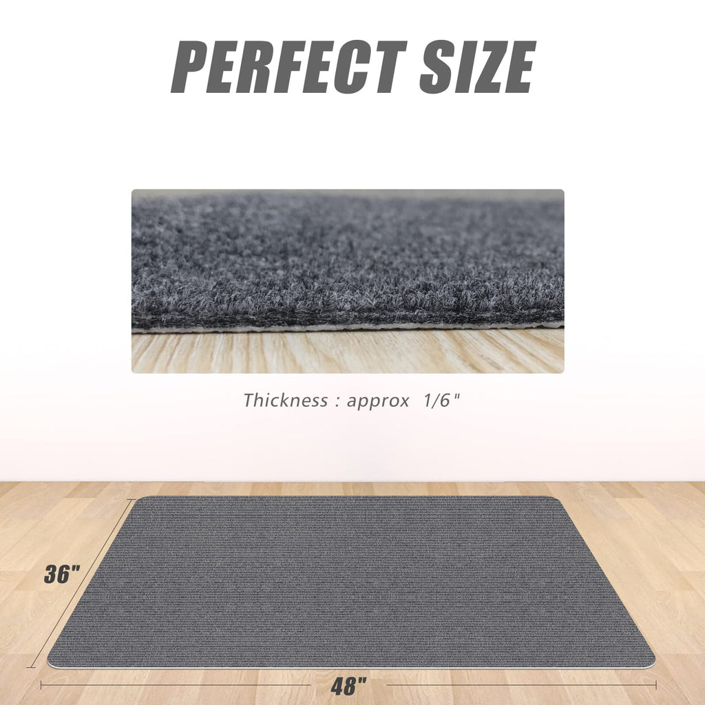 Office Chair Mat for Hardwood Floor,Office Computer Gaming Chair Mat for Tile Floor,Large Floor Protector Rug,Anti-Slip,Easy to Clean,Grey(48"x36")