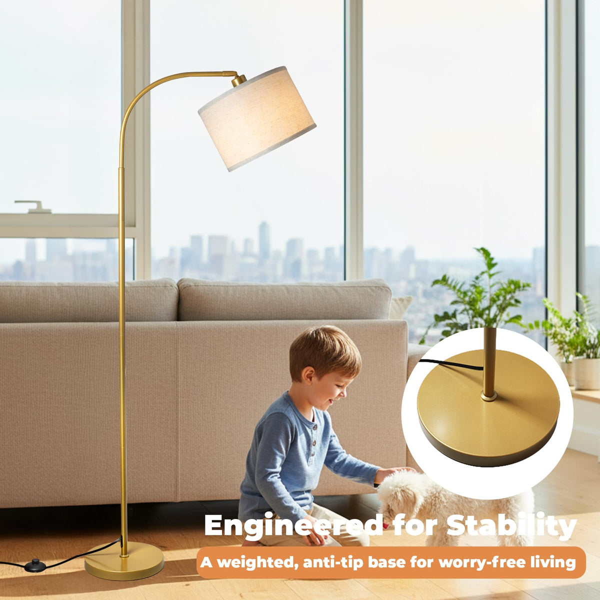 Arc Floor Lamps Modern Standing Remote Floor Lamp for Living Room