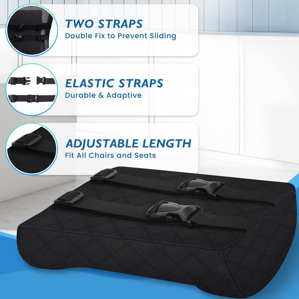 Lumbar Support Pillow for Office Chair Back Support Lumbar Pillow for Car, Gaming, Office Chair - Improve Sitting Posture & Back Pain Relief, Memory Foam, Adjustable Straps, Black