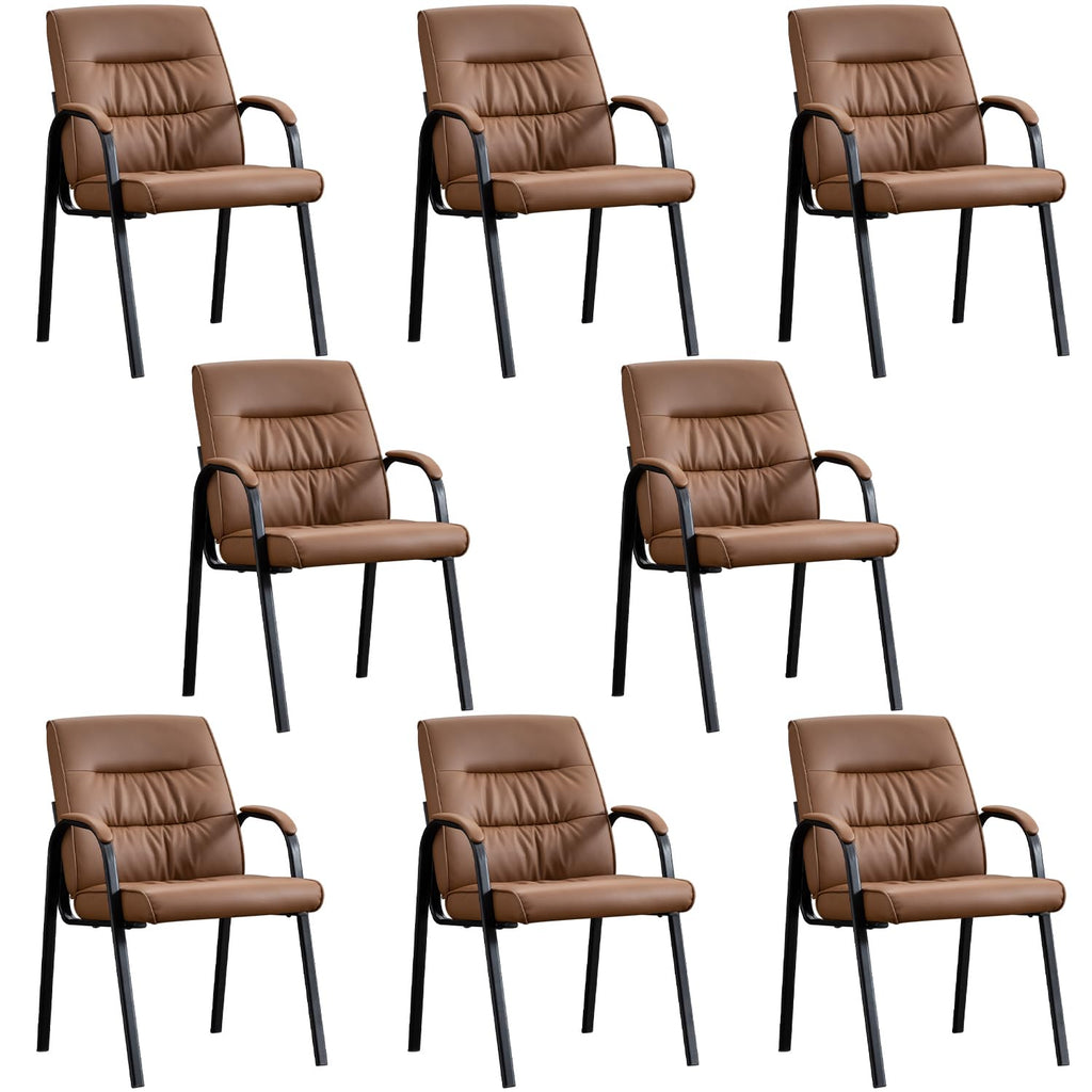 Office Guest Reception Chair Set of 8, Conference Room Chairs Waiting Room Chairs 8 Pack, Modern Leather Office Desk Chair No Wheels.