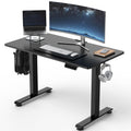 39.4" Small Electric Standing Desk, Adjustable Height Office Desk with Wood Desktop, Computer Table for Home Work, Study and Gaming, Small Spaces, Modern Furniture, Black
