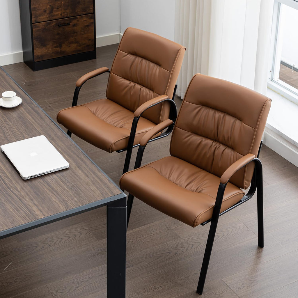 Office Guest Reception Chair Set of 6, Conference Room Chairs Waiting Room Chairs 6 Pack, Modern Leather Office Desk Chair No Wheels.