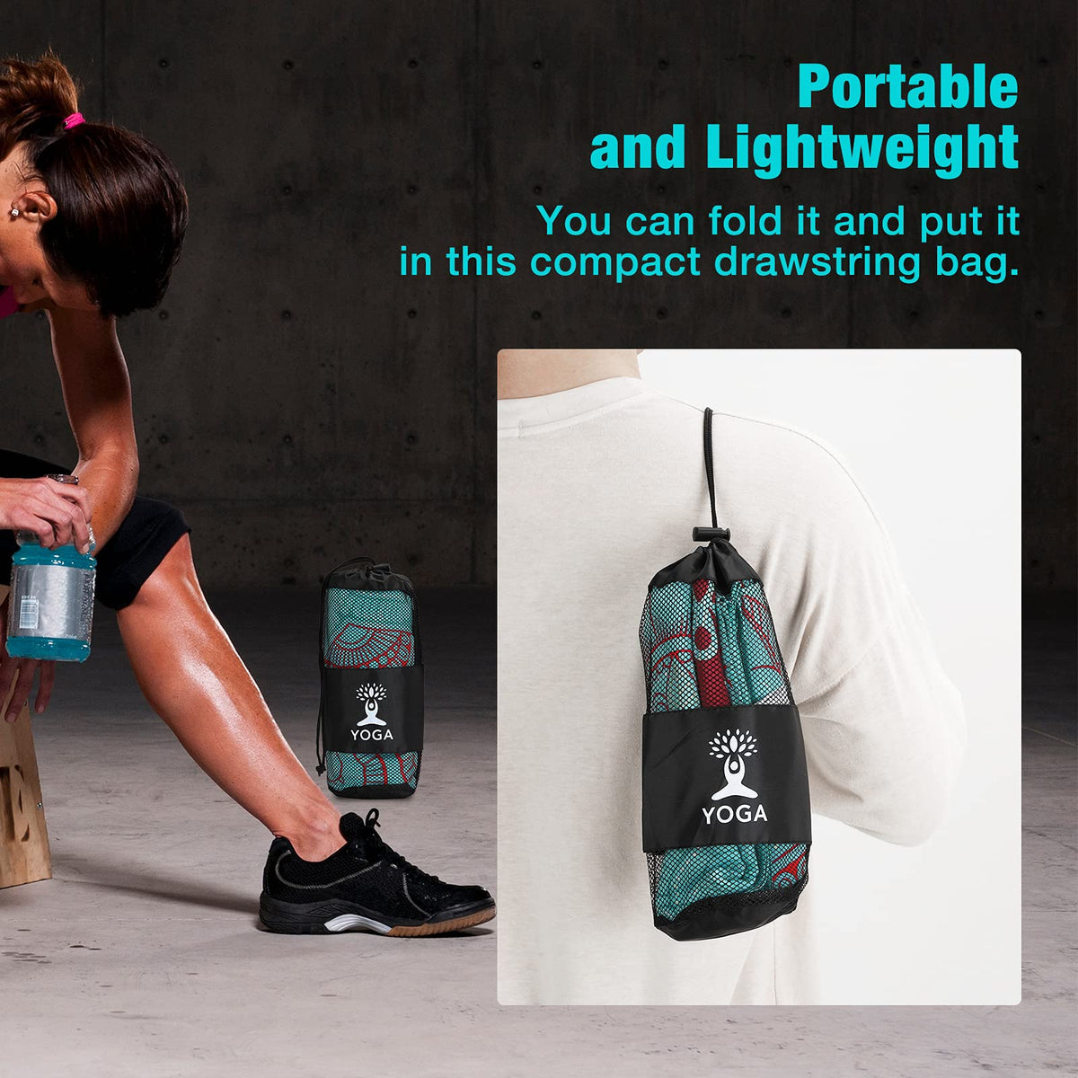 Yoga Towel, Non-Slip Hot Yoga Mat, 74.4 x 27.4 in
