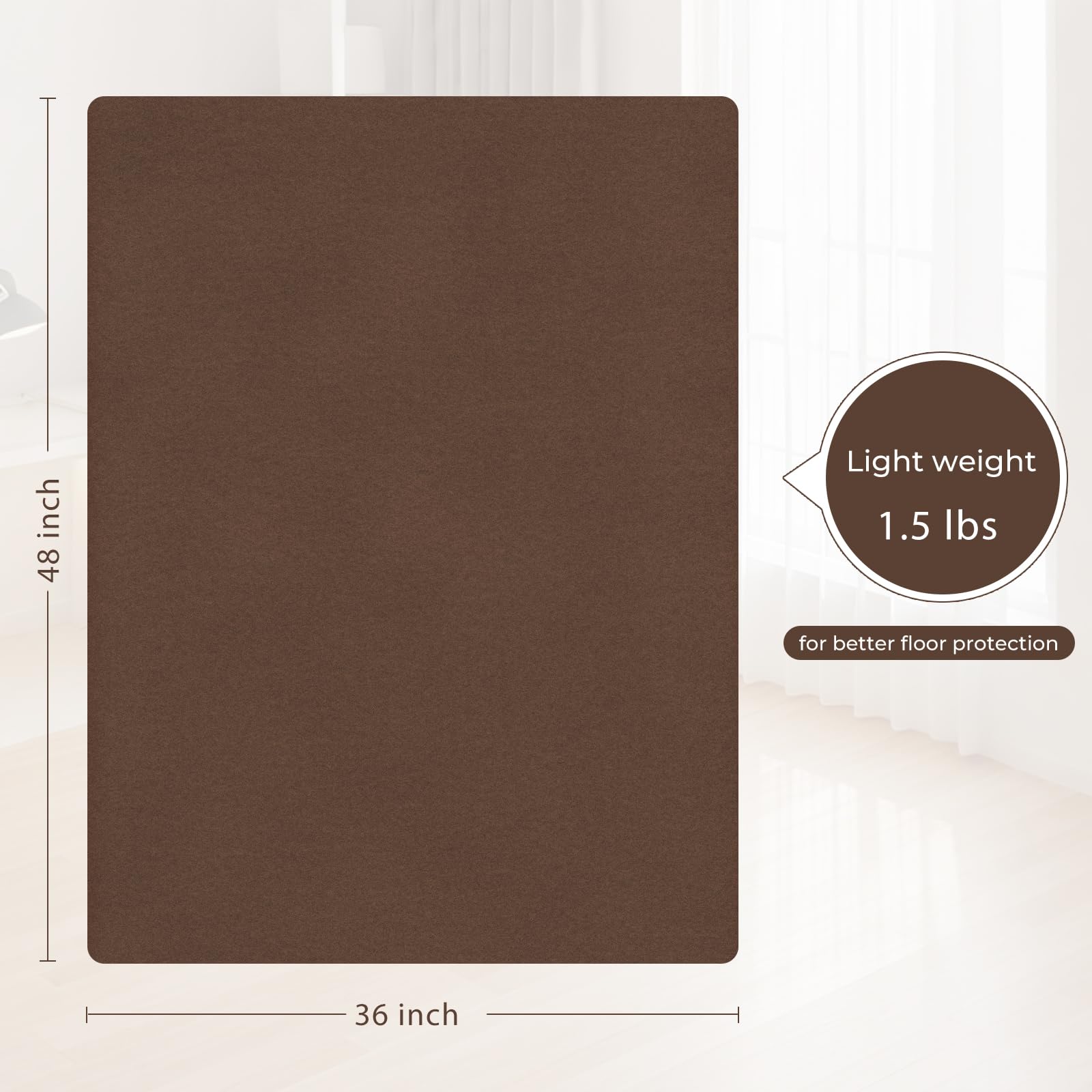 Office Chair Mat,Hard Floor Chair Mat Suitable for Hardwood and Tile Floors,Large Non-Slip Floor Protection Mat,Does Not Pill,Coffee(36"x48")