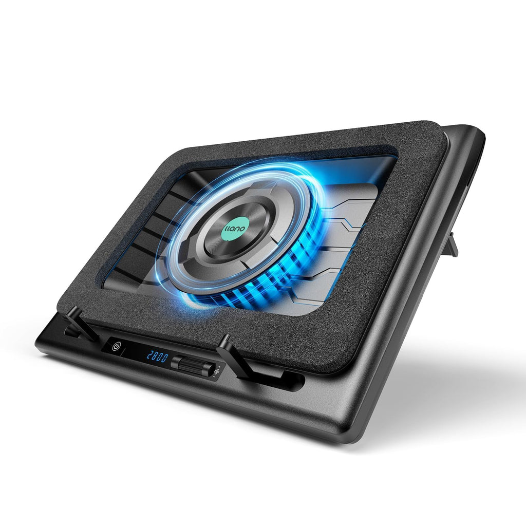 Laptop Cooling Pad, Gaming Laptop Cooler Stand with 5.5inch Powerful Turbo Fan, Adjustable Speed, Touch Control, 3-Port USB A, for Fast Cooling Laptop 15.6-19in, Black (No RGB)