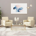 Modern PU Leather Accent Chairs Set of 2, Single Sofa Chair with Pocket Coil Seat, Metal Backrest & Solid Wood Frame, Upholstered Armchair for Office, Living Room, Bedroom