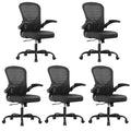 Pack of 5, Office Chair, Ergonomic Desk Chairs 330LBS Capacity High Back Mesh Computer Chair with Flip-up Armrests, Comfy Work Chair with Adjustable Lumbar Support