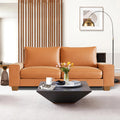 Faux Leather Couch, Mid Century Modern Comfy Loveseat Sofa with Wide Arm, Side Pockets, Solid Wooden Frame for Office, Living Room and Bedroom, 3 Seater (Brown, 88.58 inches)