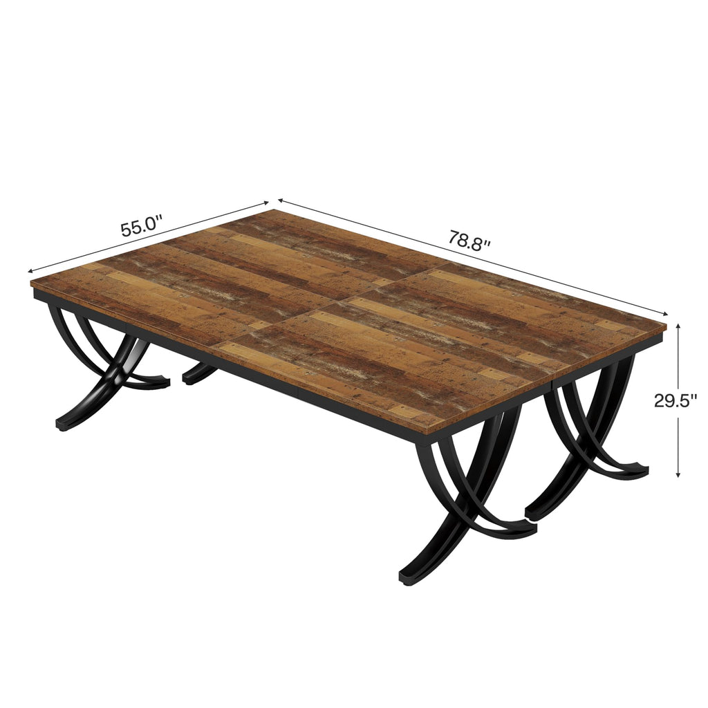 6.5FT Conference Table for 6-8 People, 78 inch Long Rectangular Seminar Table with Strong Metal Frame, Business Furniture Boardroom Desk for Office Meeting Conference Room (2PCS, Mix Brown)