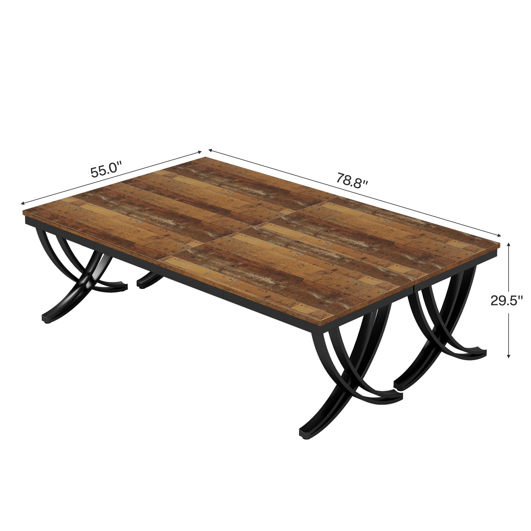 6.5FT Conference Table for 6-8 People, 78 inch Long Rectangular Seminar Table with Strong Metal Frame, Business Furniture Boardroom Desk for Office Meeting Conference Room (2PCS, Mix Brown)