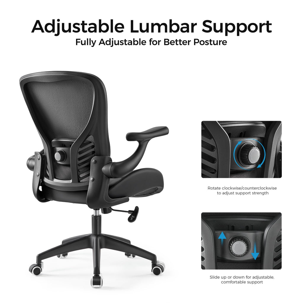 (Pack of 3, Black) Executive Office Chair, Thick Padded PU Leather Desk Chair with Adjustable Lumbar Support and 3D Armrests, Easy-Clean for Home Office and Study Room