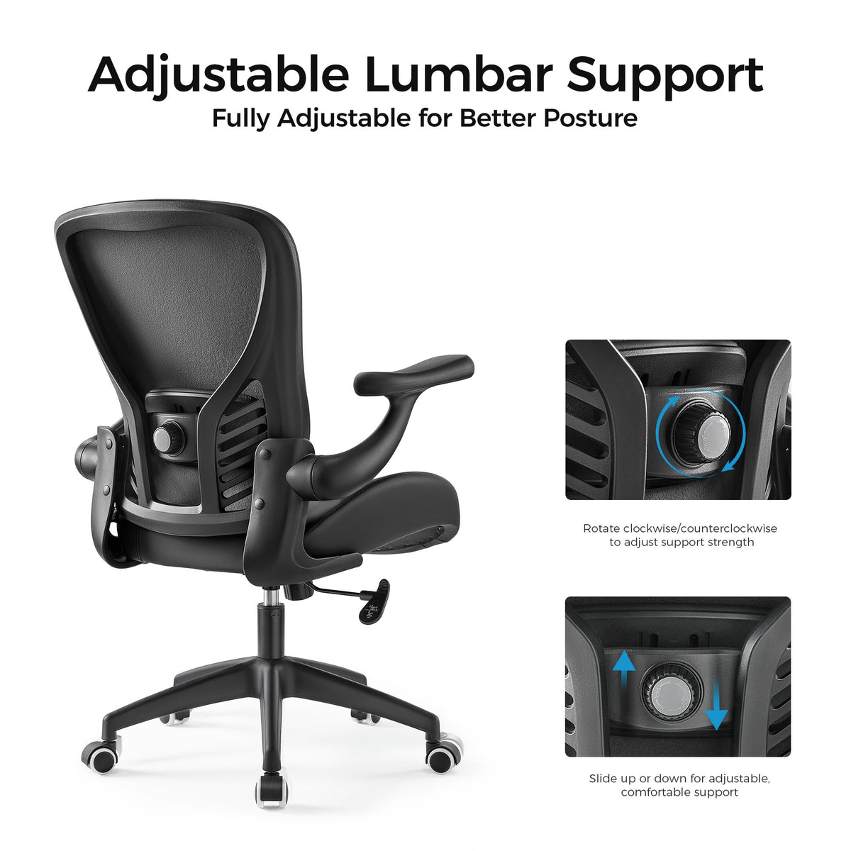 (Pack of 3, Black) Executive Office Chair, Thick Padded PU Leather Desk Chair with Adjustable Lumbar Support and 3D Armrests, Easy-Clean for Home Office and Study Room