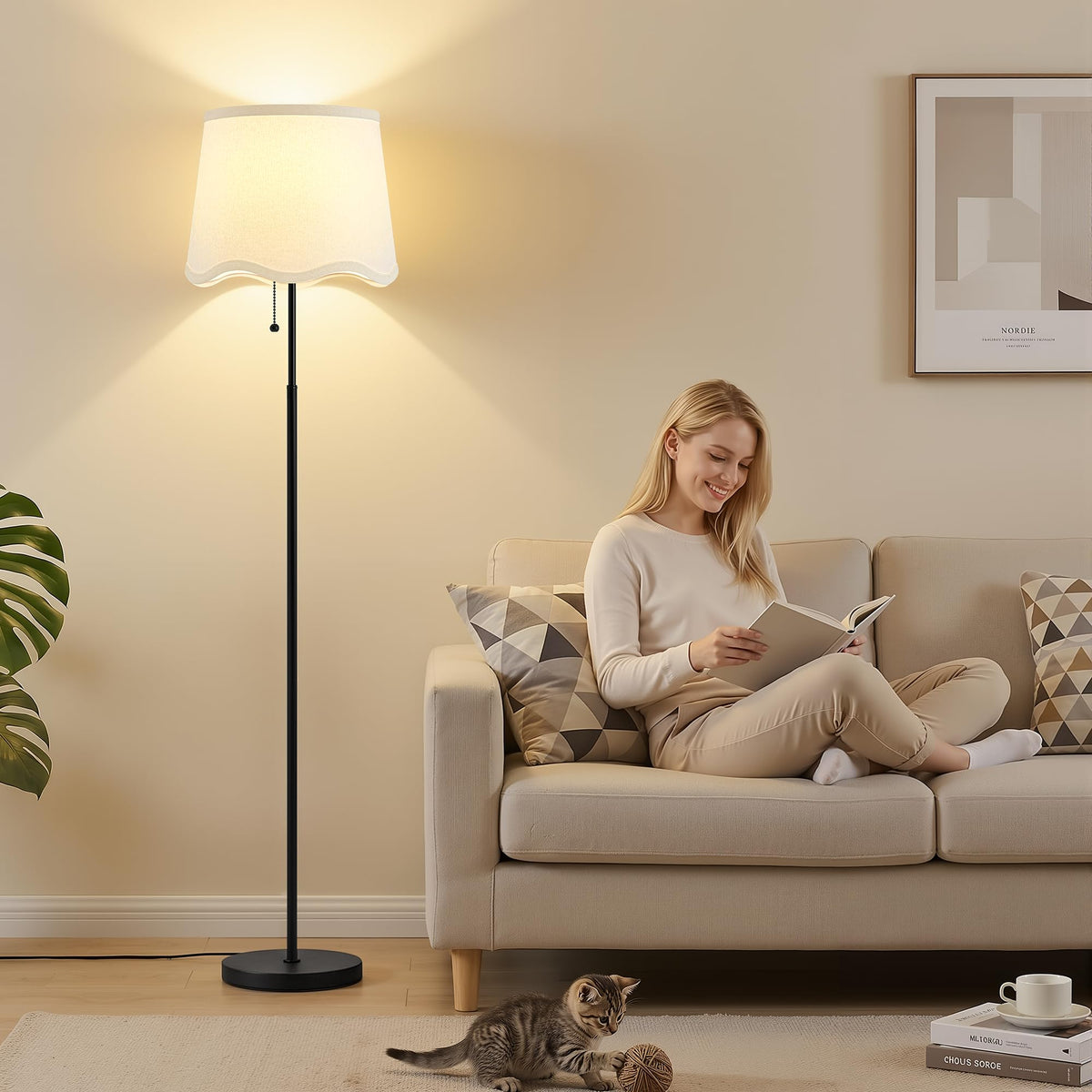 Floor Lamps for Living Room & Bedroom, 60" Modern Tall Standing Lamp, 3CCT