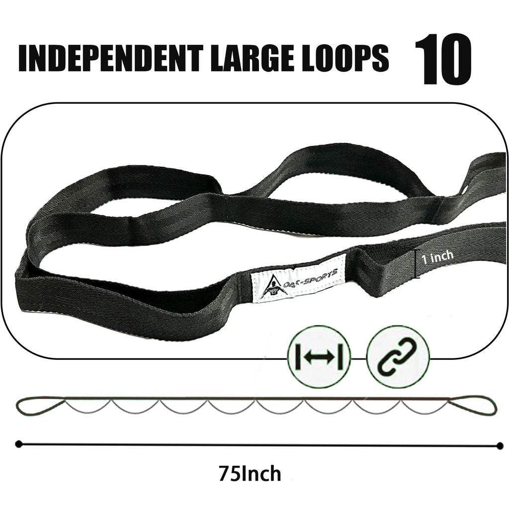 Stretching Strap Yoga Strap with Loops for Physical Therapy, Non-Elastic