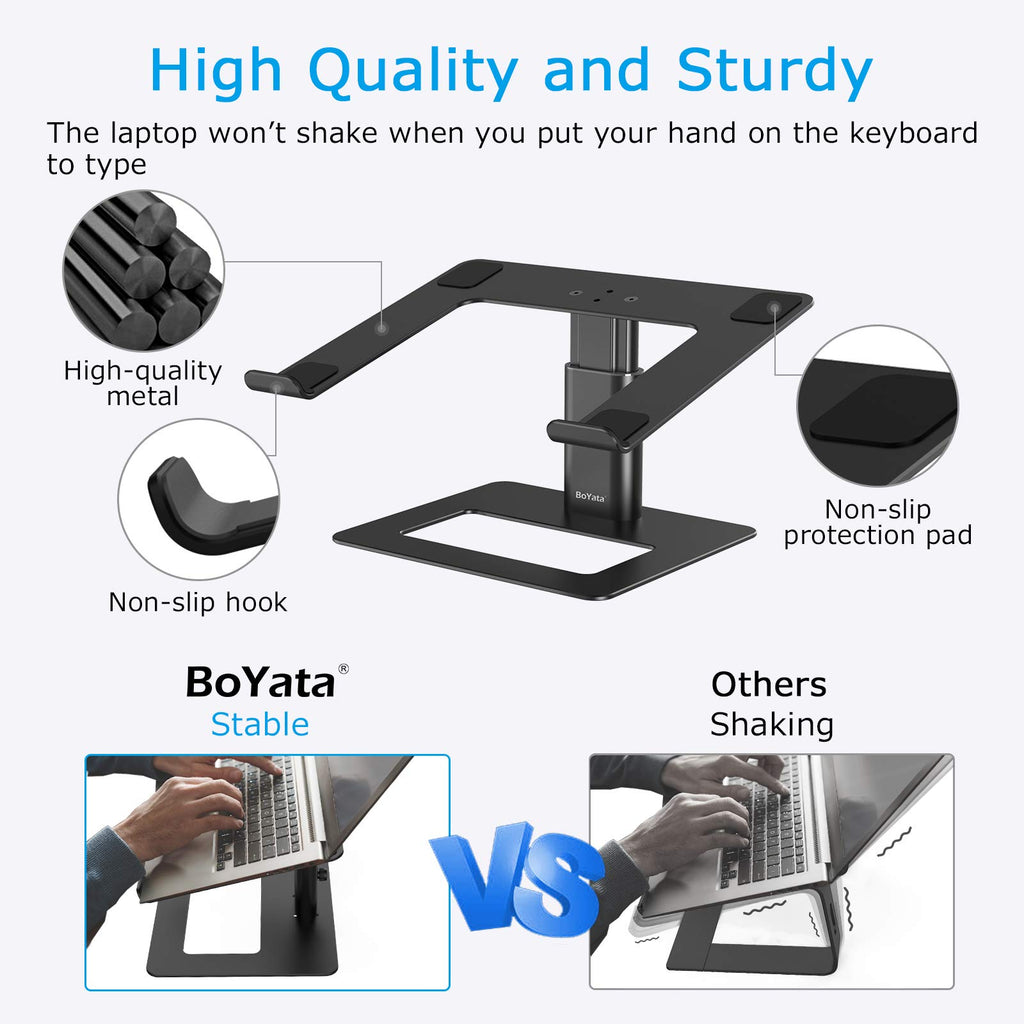 Laptop Stand, Ergonomic Aluminum Height Adjustable Computer Stand Laptop Riser Holder for Desk, Compatible with MacBook Pro/Air, Dell, Lenovo, HP, Samsung, More Laptops 11-17"