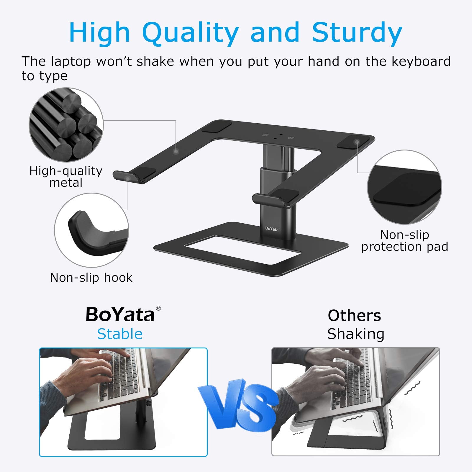 Laptop Stand, Ergonomic Aluminum Height Adjustable Computer Stand Laptop Riser Holder for Desk, Compatible with MacBook Pro/Air, Dell, Lenovo, HP, Samsung, More Laptops 11-17"
