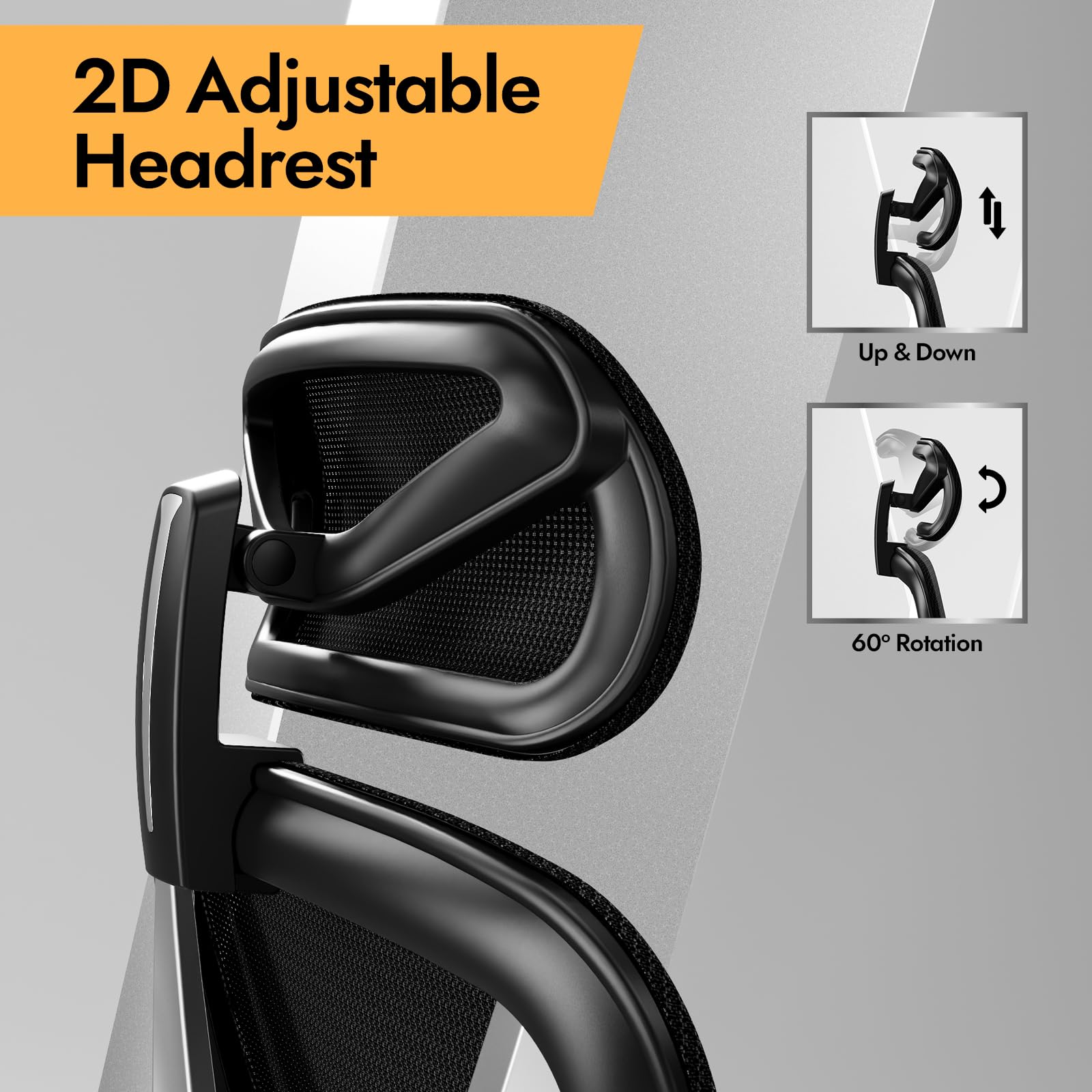 Ergonomic Mesh Office Chair - 3D Adjustable Lumbar Support & 3D Armrests, V-Shaped Back, Adjustable Desk Chair for Office & Home, Black