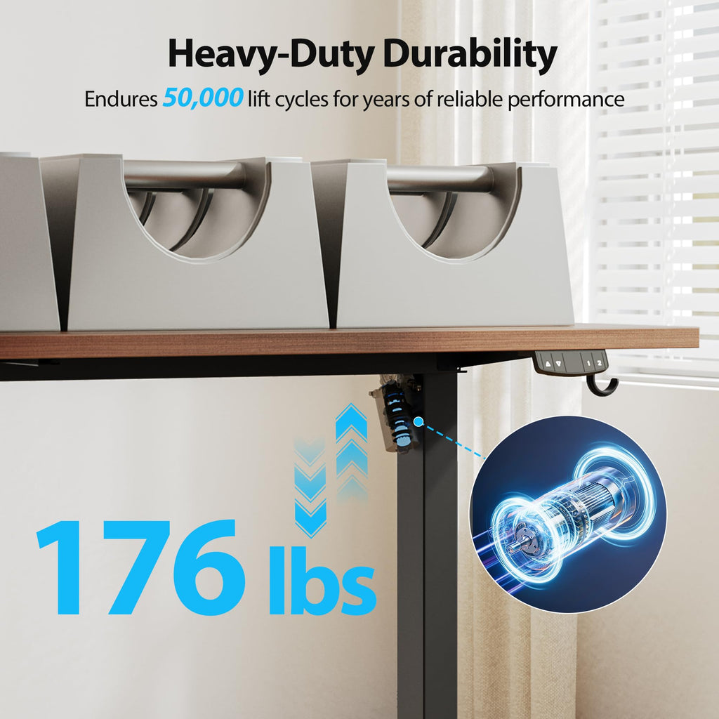63*28 Inch Height Adjustable Electric Standing Desk, Dark Walnut