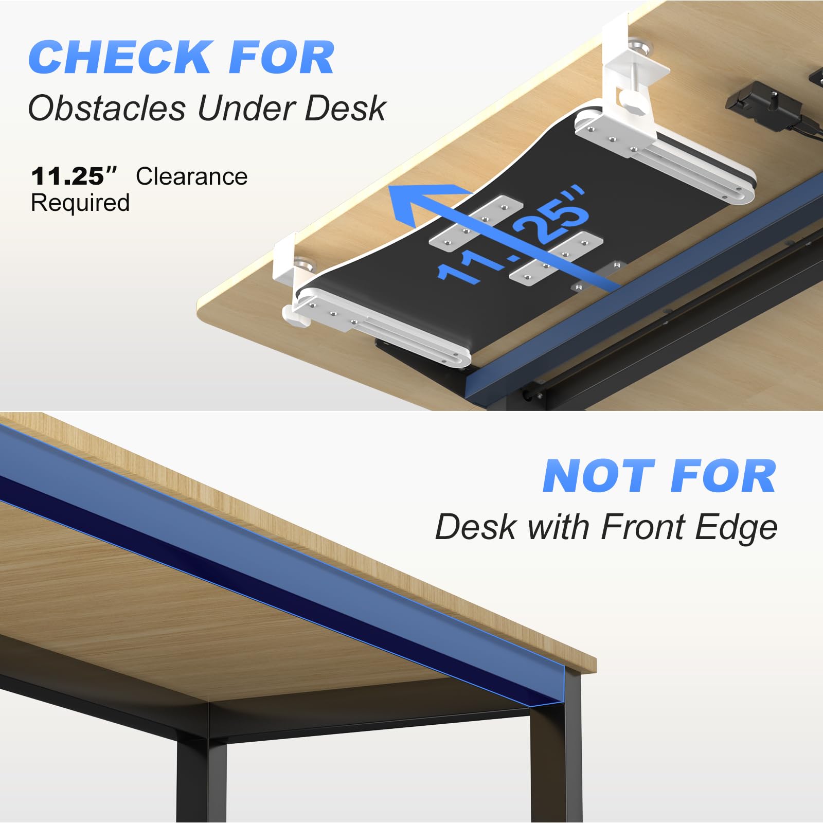 Large Keyboard Tray Under Desk Pull Out with C Clamp Mount, Computer Keyboard & Mouse Tray, 34 (38 Including Clamps) x 11.8 inch Slide-Out Platform Computer Drawer for Typing, White,