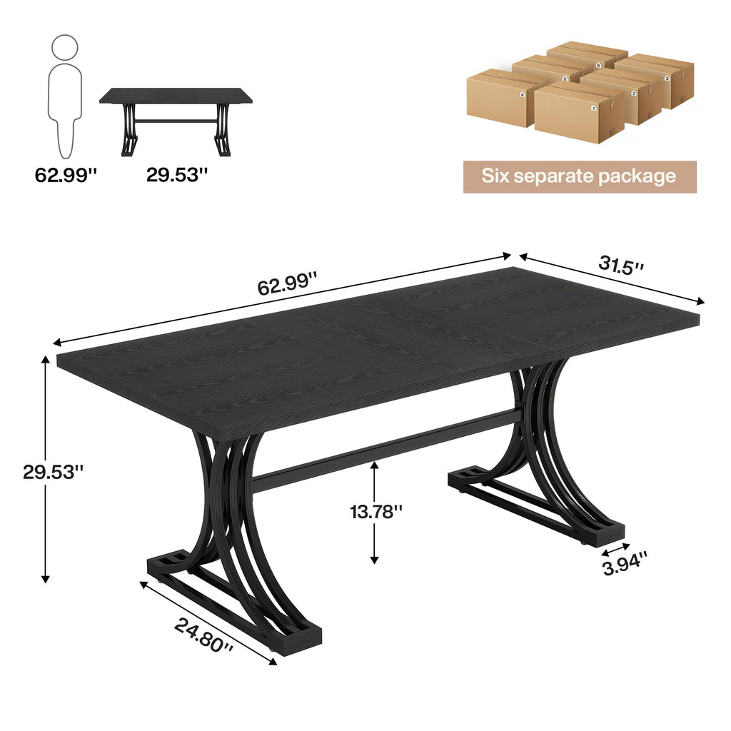 10.5FT Conference Table, Modern Meeting Table for 8-10 People, Rectangle Seminar Boardroom Table for Office Conference Room with Stylish Legs (6, Black)