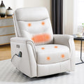 Recliner Chair for Adults, Power Faux Leather Rocker Recliner Massage and Heat, Oversized Swivel Reclining Nursery Chair with USB Ports for Living Room, Office Beige