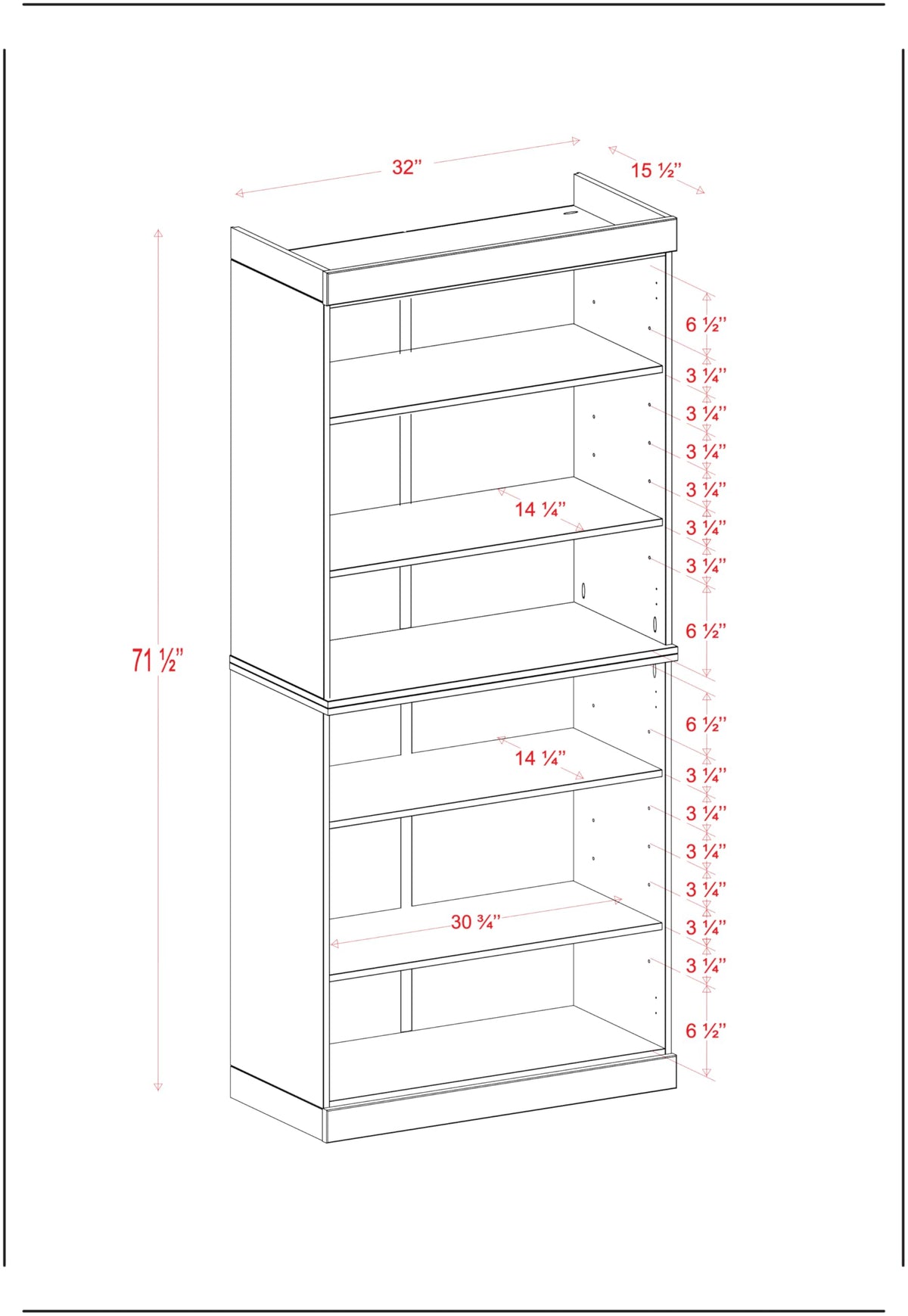 Solid Wood Bookcase - 6-Tier Floor Standing Bookshelf - 71.5" H x 32" W - Espresso, Tall Bookcase - 100% Eco-Friendly Wooden Storage Shelf for Living Room - Modular Cabinets