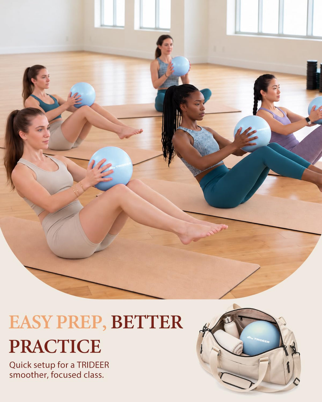 9 Inch Pilates Ball with Inflation Straw, Small Exercise Yoga Ball