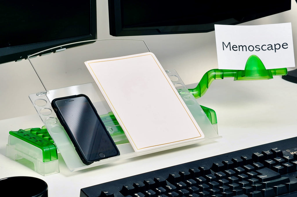 Adjustable in-Line Document Holder for Typing | Reduces Neck Strain, Improves Focus, Boosts Desk Organization, and Workflow | Paper Holder Stand for Desk and Home Office - Green