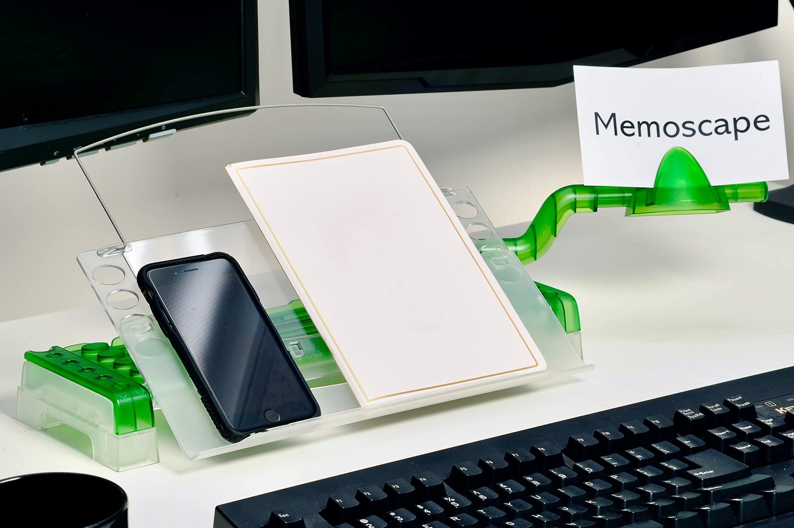Adjustable in-Line Document Holder for Typing | Reduces Neck Strain, Improves Focus, Boosts Desk Organization, and Workflow | Paper Holder Stand for Desk and Home Office - Green