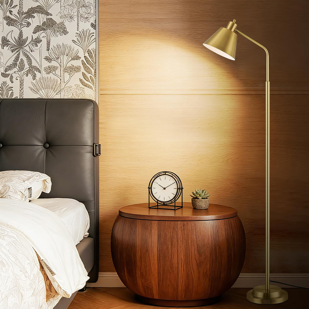 Upgraded Double-Base Gold Floor Lamp, Adjustable Lamp Head-65.3"