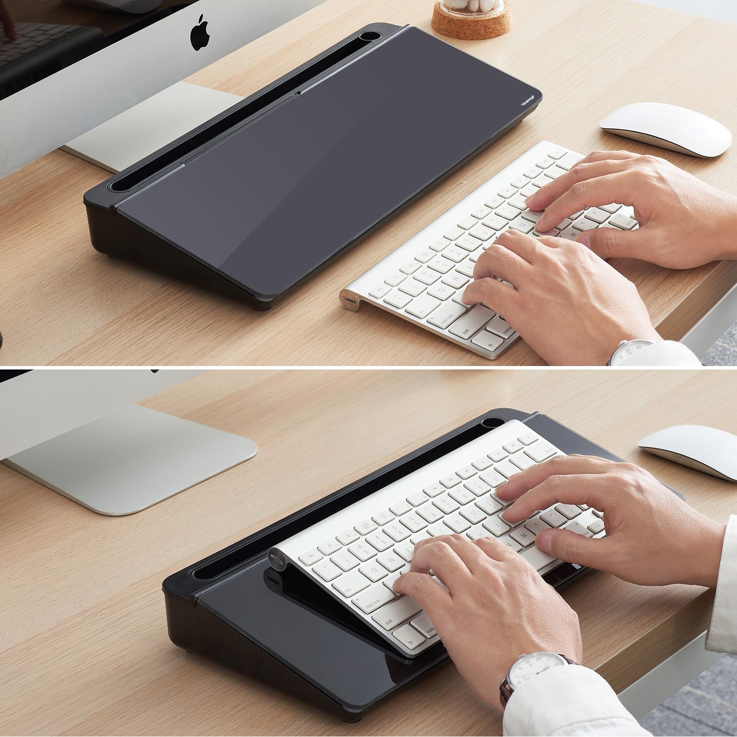 Desktop Whiteboard Dry-Erase-Board - Computer Keyboard Stand White Board Surface Pad with Drawer, Desk Organizers with Accessories for Office, Home, School Supplies - Complete Black