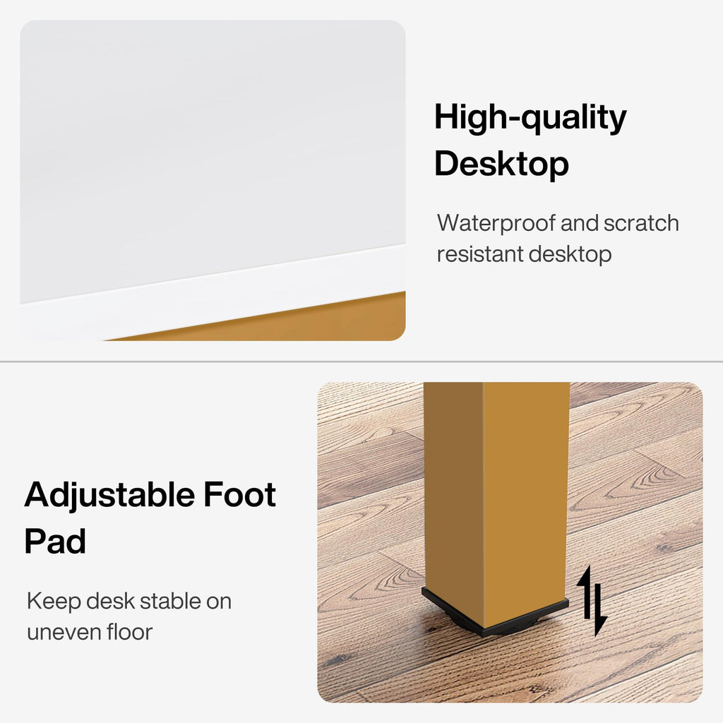 6.5 FT Conference Room Table, 78.74" W x 27.56" D Large Office Conference Table, Modern Seminar Meeting Table Desk for Boardroom, Meeting Room (1, White and Gold)
