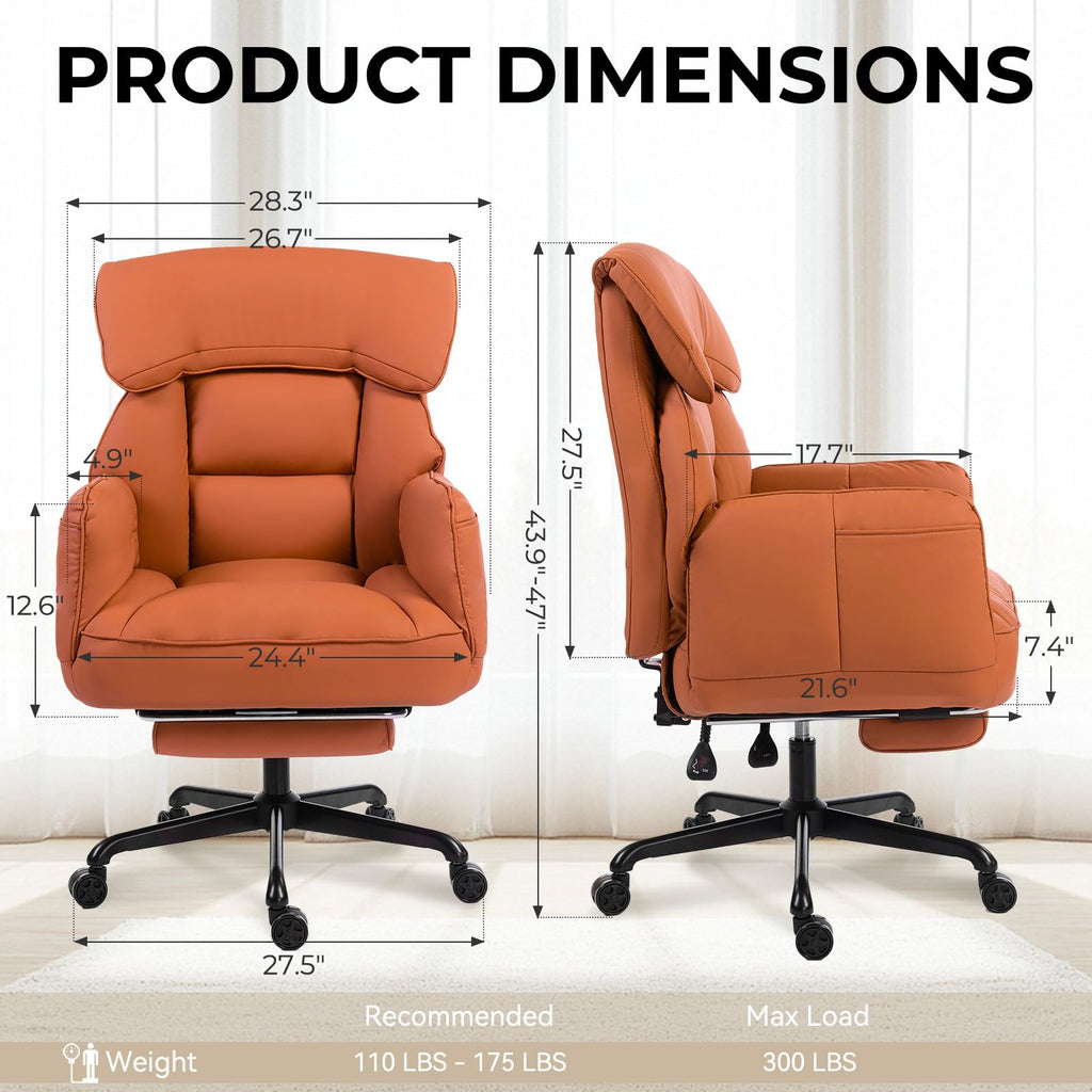 Cross Legged Office Chair with Pivoting Armrests,Criss Cross Chair with Pocket Spring Seat & Back,Reclining Computer Gaming Chair with Footrest and Metal Base (Orange)