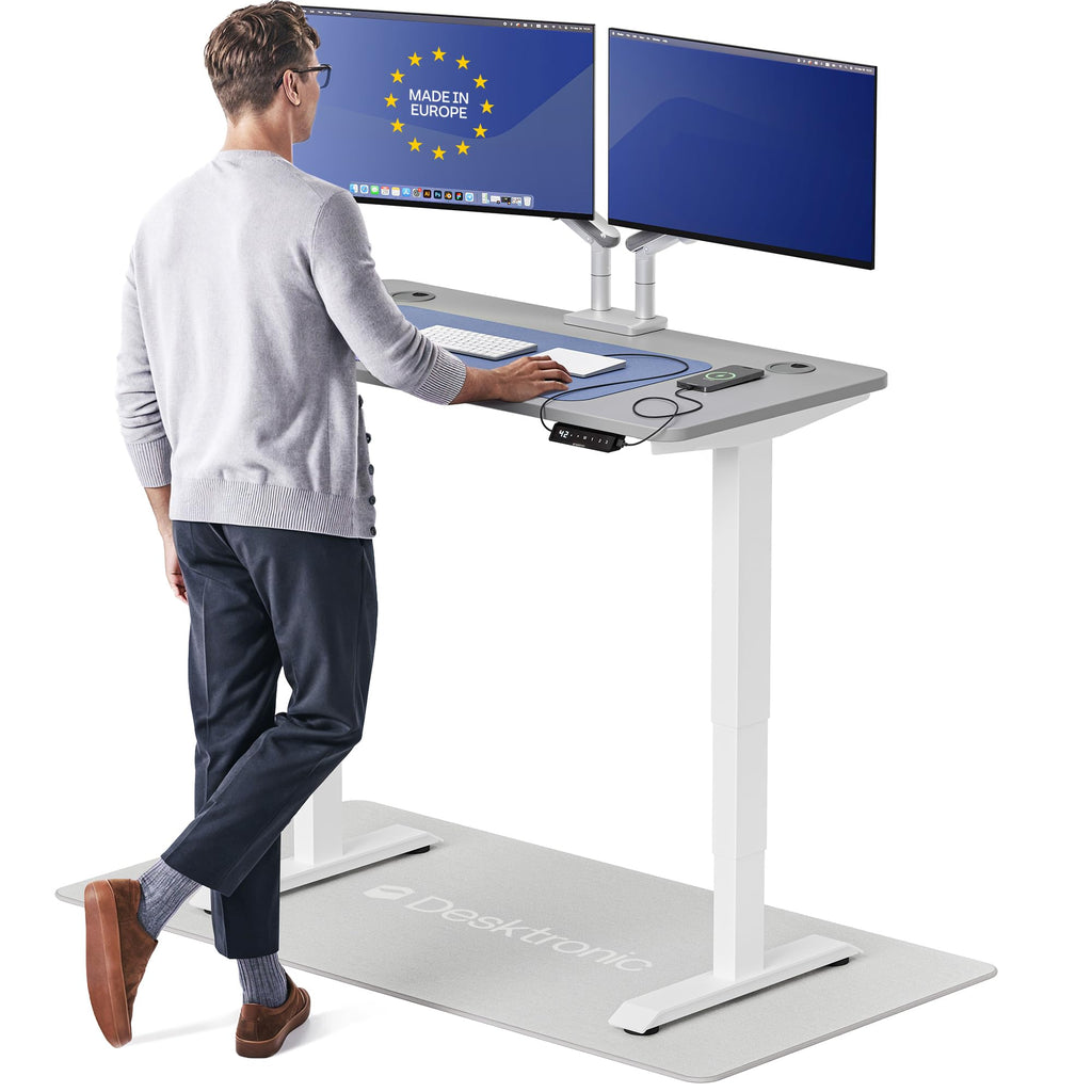 Standing Desk 48x24 — Made in Europe, Ergonomic Sit Stand Home Office Desk, Electric Height Adjustable, Dual Motor, USB & USB-C Charging, Wobble-Free, Touchscreen, 3 Memory Presets