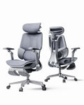 E3 Pro 2026 Edition Ergonomic Office Chair, Mesh Desk Chair with 3-Zone Floating Lumbar Support, Upgraded 4D Headrest, 720° Armrests, Grey with Footrest