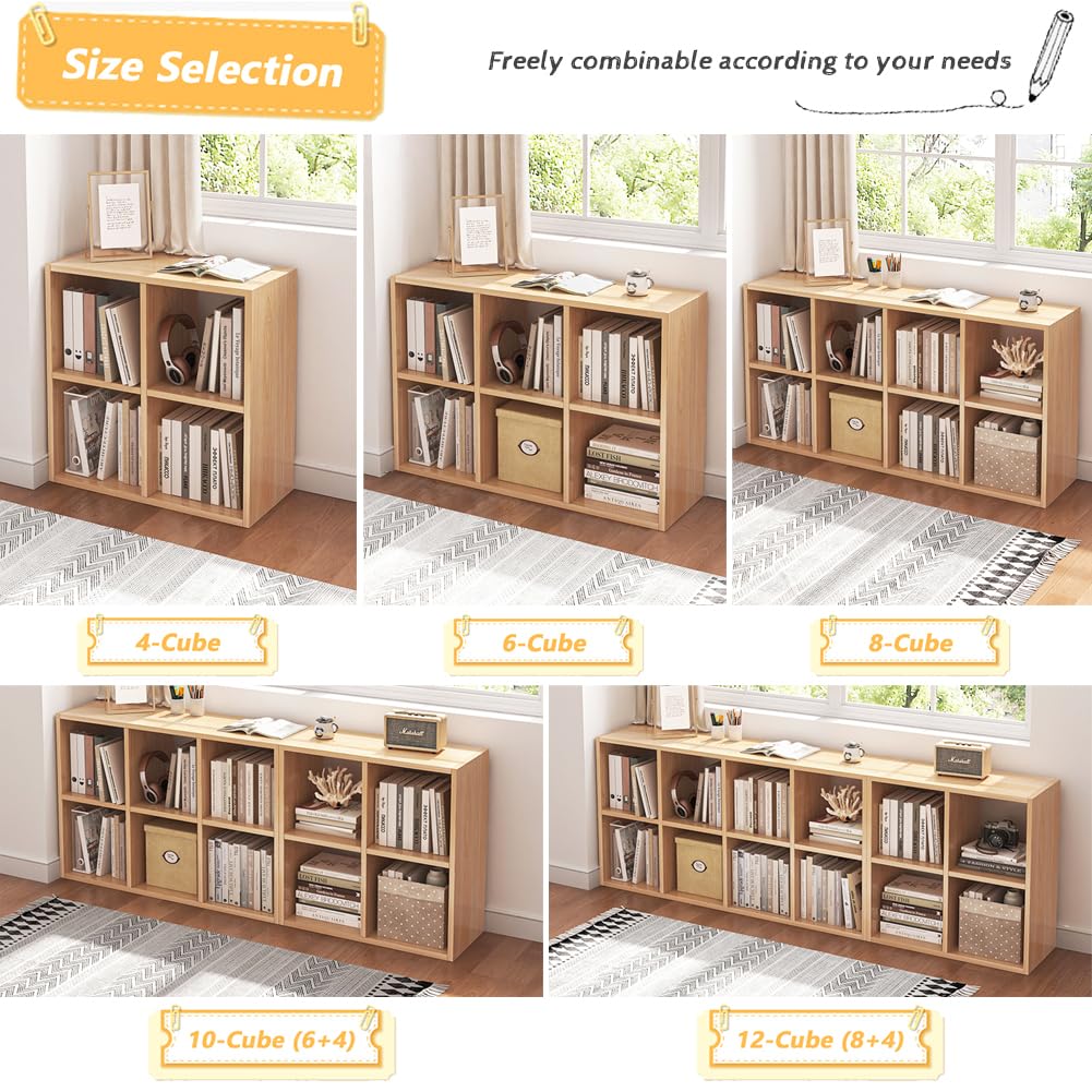 8 Cube Organizer Bookcase Oak Open Shelf