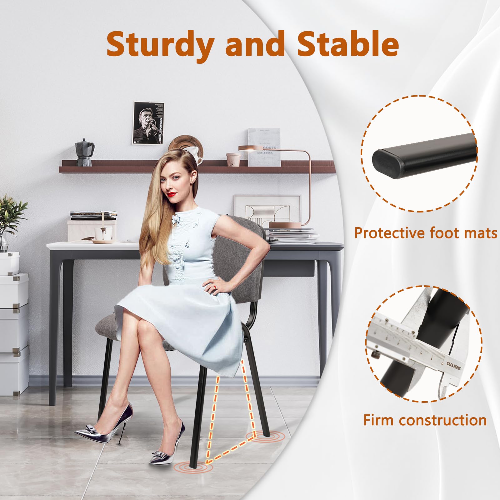 Waiting Room Chairs Fabric Stackable Chair Metal Frame with Lumbar Support and Thickened Seat Cushion for Waiting Conference Room Guest Chairs 1 Pack…