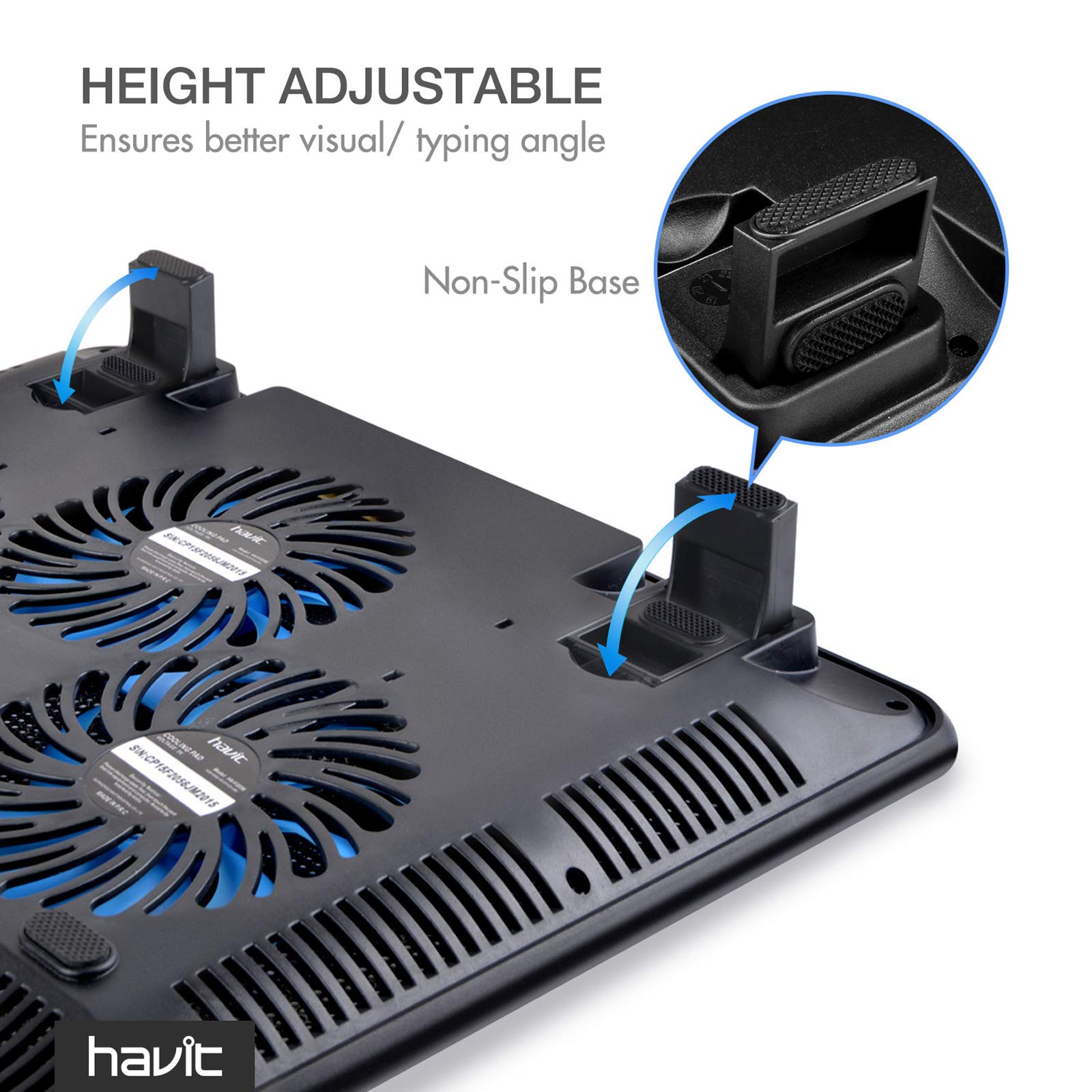 15.6-17 Inch Laptop Cooler Cooling Pad - Slim Portable USB Powered (3 Fans) (Blue)