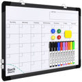 Monthly Calendar Whiteboard for Wall, 16x12 Inches Dry Erase Board, Small Magnetic White Board, Double-Sided Hanging Board for Office School Home Kitchen, Portable Board for Drawing Planning, Black