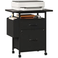 2 Drawer File Cabinet with 24" Extended Desktop, Mobile Filing Cabinet, Rolling File Cabinet with Side Bag, Fabric Drawer, Fits A4/Letter Size, Printer Stand Home Office, Black