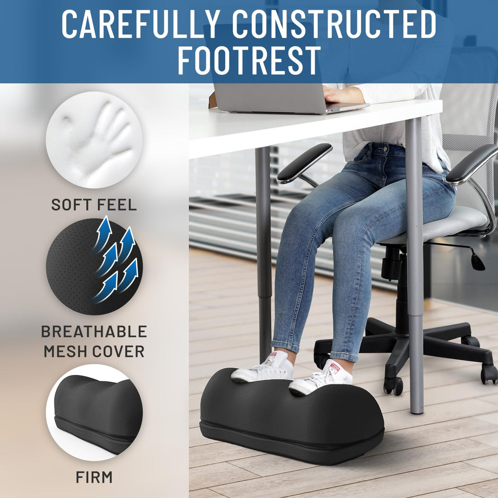Comfort Adjustable Cloud Foot Rest for Under Desk at Work with Pressure Point Nodes - Comfortable Memory Foam Office Foot Stool & Desk Pillow, Gaming & Home Accessories