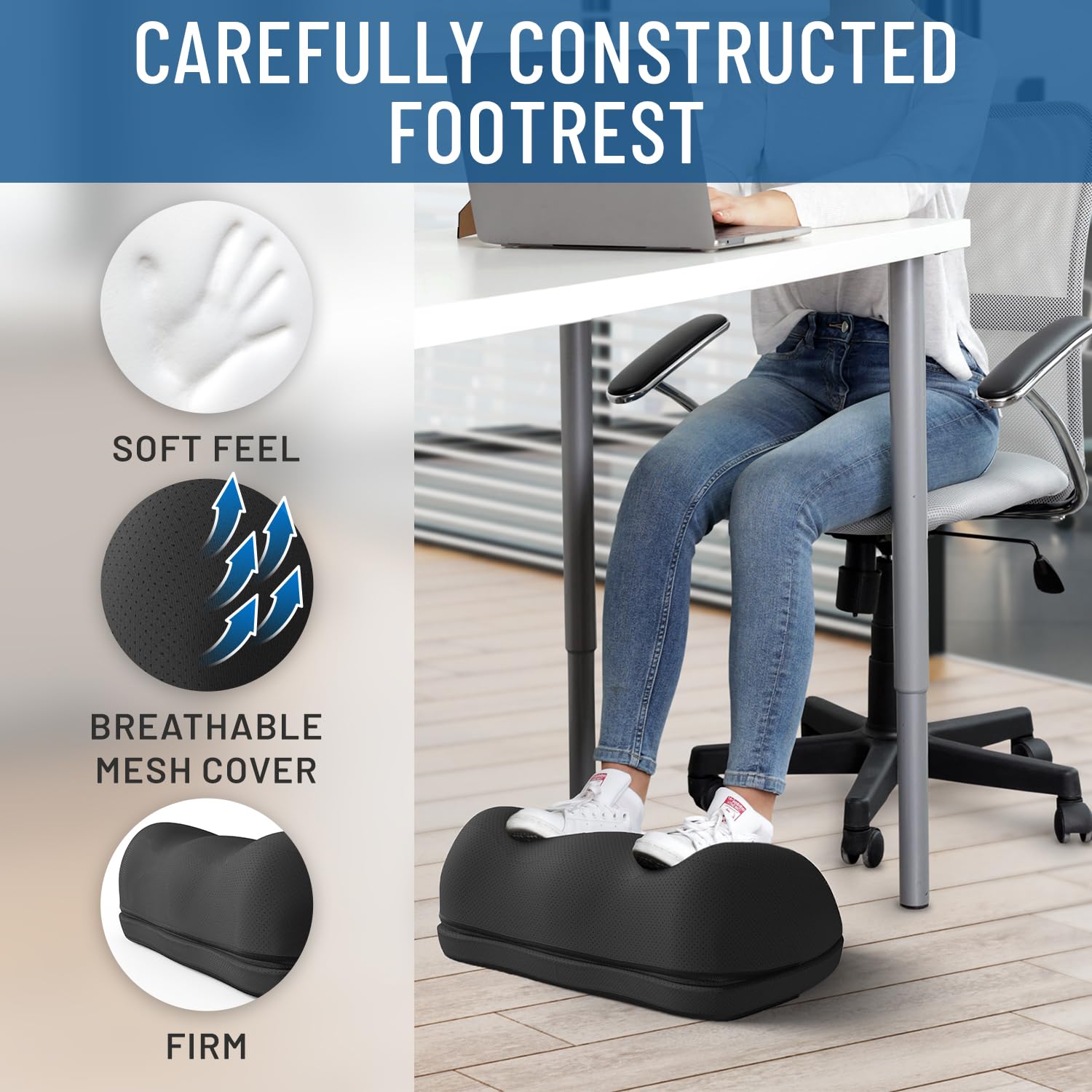 Comfort Adjustable Cloud Foot Rest for Under Desk at Work with Pressure Point Nodes - Comfortable Memory Foam Office Foot Stool & Desk Pillow, Gaming & Home Accessories