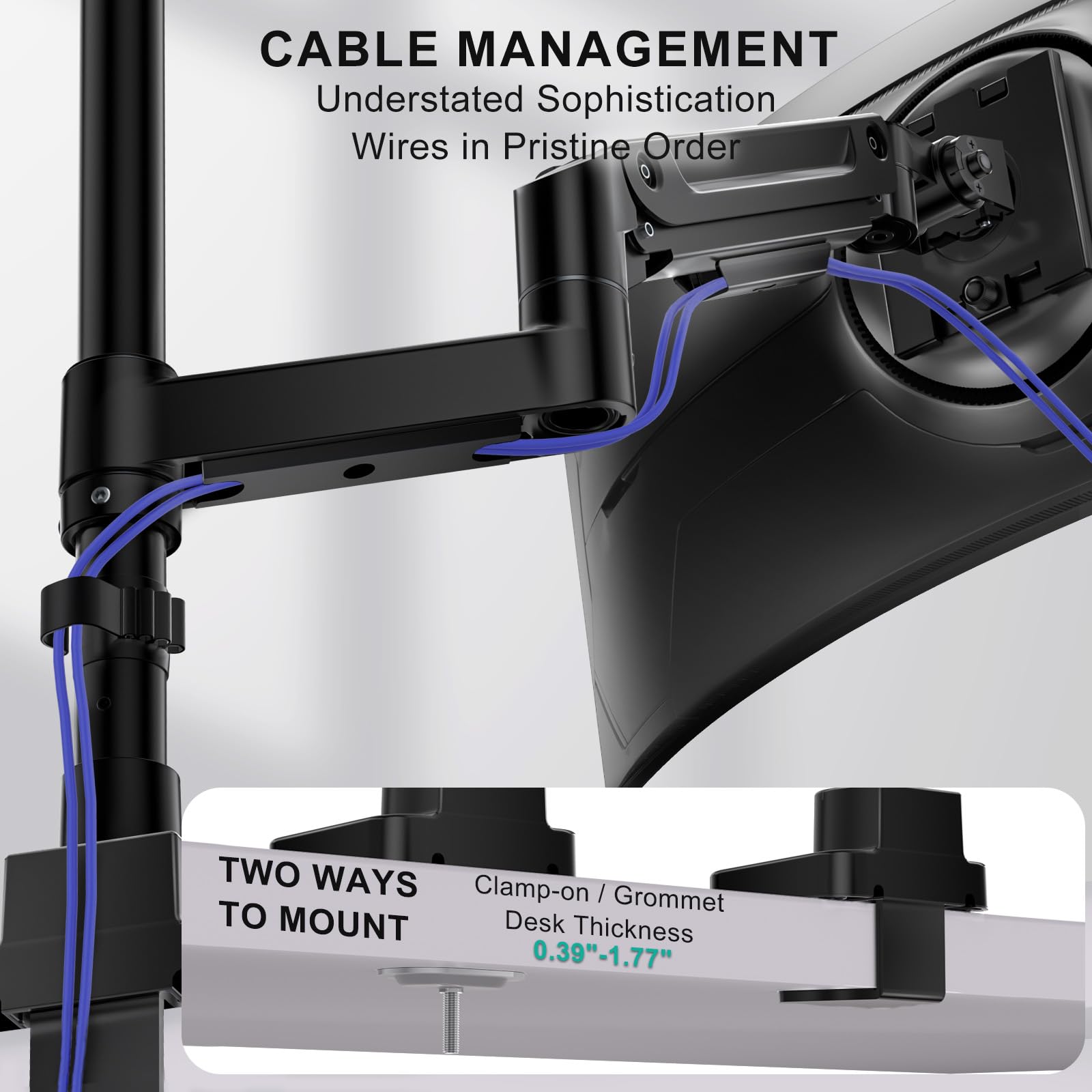 Heavy Duty Monitor Arm Desk Mount for 13-43 Inch Ultrawide Screens, Single Monitor Arm with Full Motion Tilt, Swivel, Rotation, Holds up to 44 lbs, C-Clamp Mount for VESA 75/100mm (GSDM001-P)